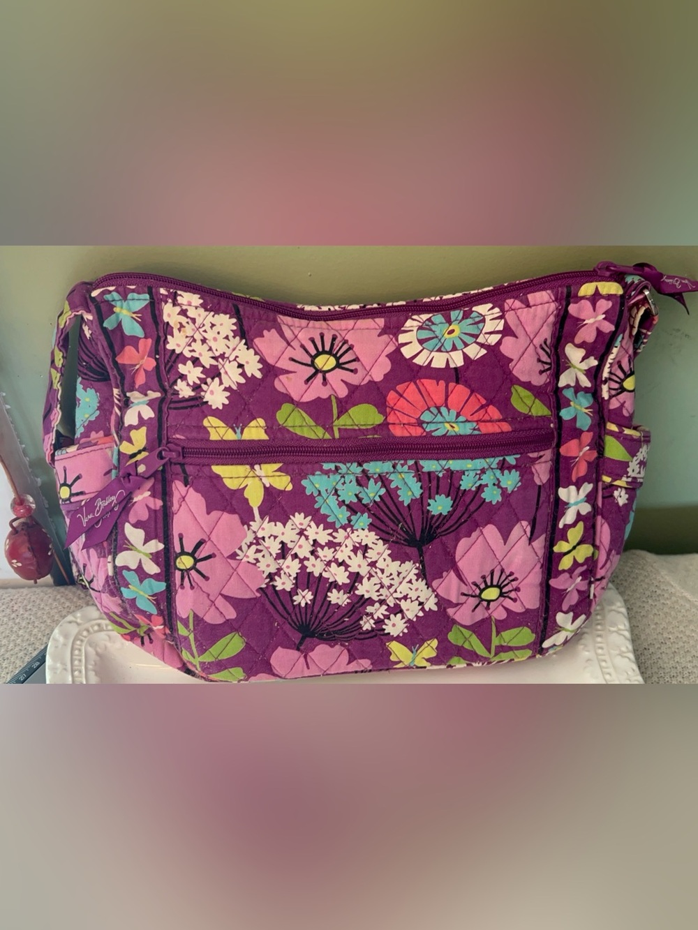 Vera Bradley "On the Go" Crossbody bag retired "Flutterby" pattern
